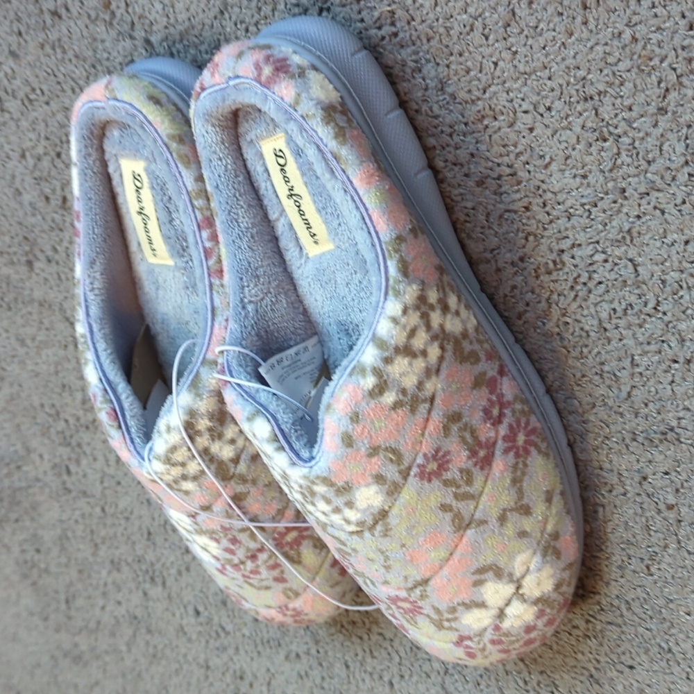 Dearfoams Blue Floral Slippers